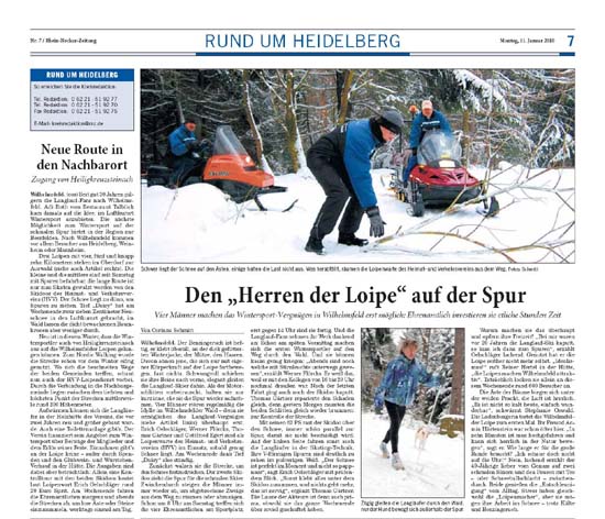 Bereicht aus der RNZ vom 11.Januar 2010