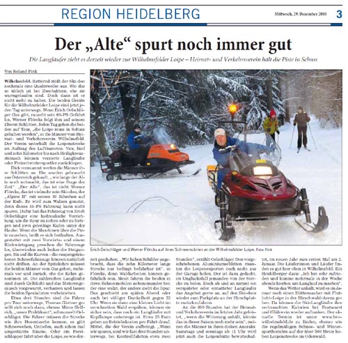 Bericht Rhein-Neckar-Zeitung vom 29.12.2010